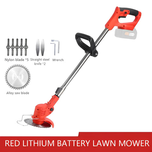 2026 New Cordless Handheld Electric Grass Trimmer Adjustable Lawn Mower Garden Tool Compatible With Makita 21V Battery - Color: Red