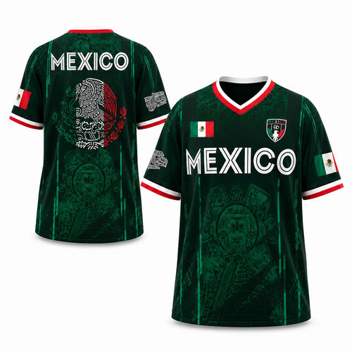 2026 Mexico Soccer Jersey,  Chichén Itzá Pyramid Graphic Retro Soccer Jersey, All over Print, Casual Style for All Seasons, Classic Throwback Jersey Sportswear Top,summerwins